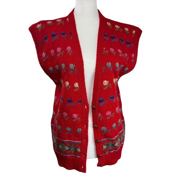 Deans of Scotland Vintage‎ 100% Shetland Wool Red Argyle Sweater Vest Size M - Picture 5 of 6